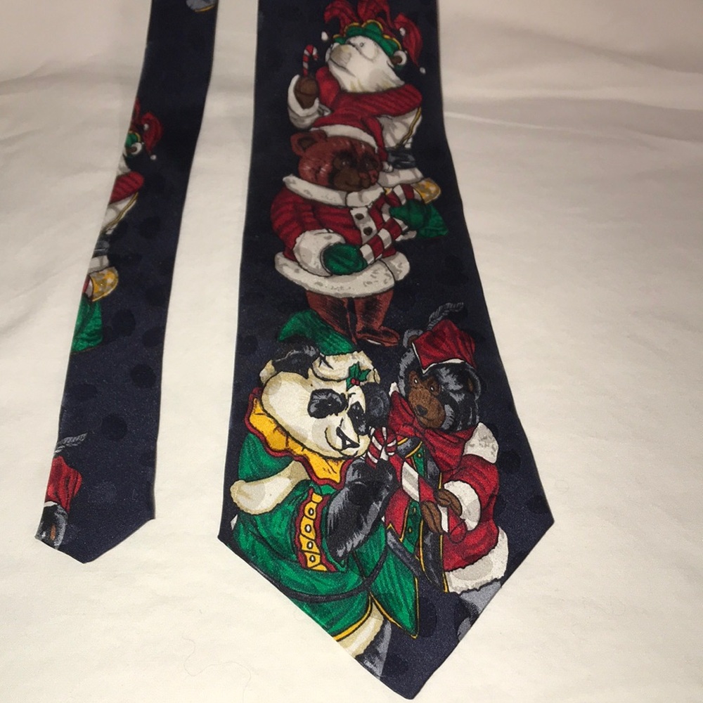 Santa Bears Men’s Christmas Silk Tie by Addiction